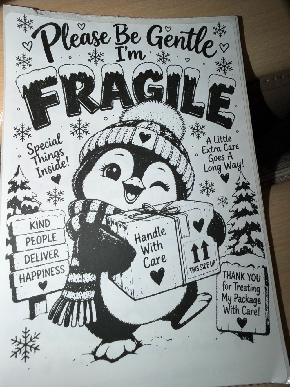 Penguin Fragile Handle With Care 50 count 4x6